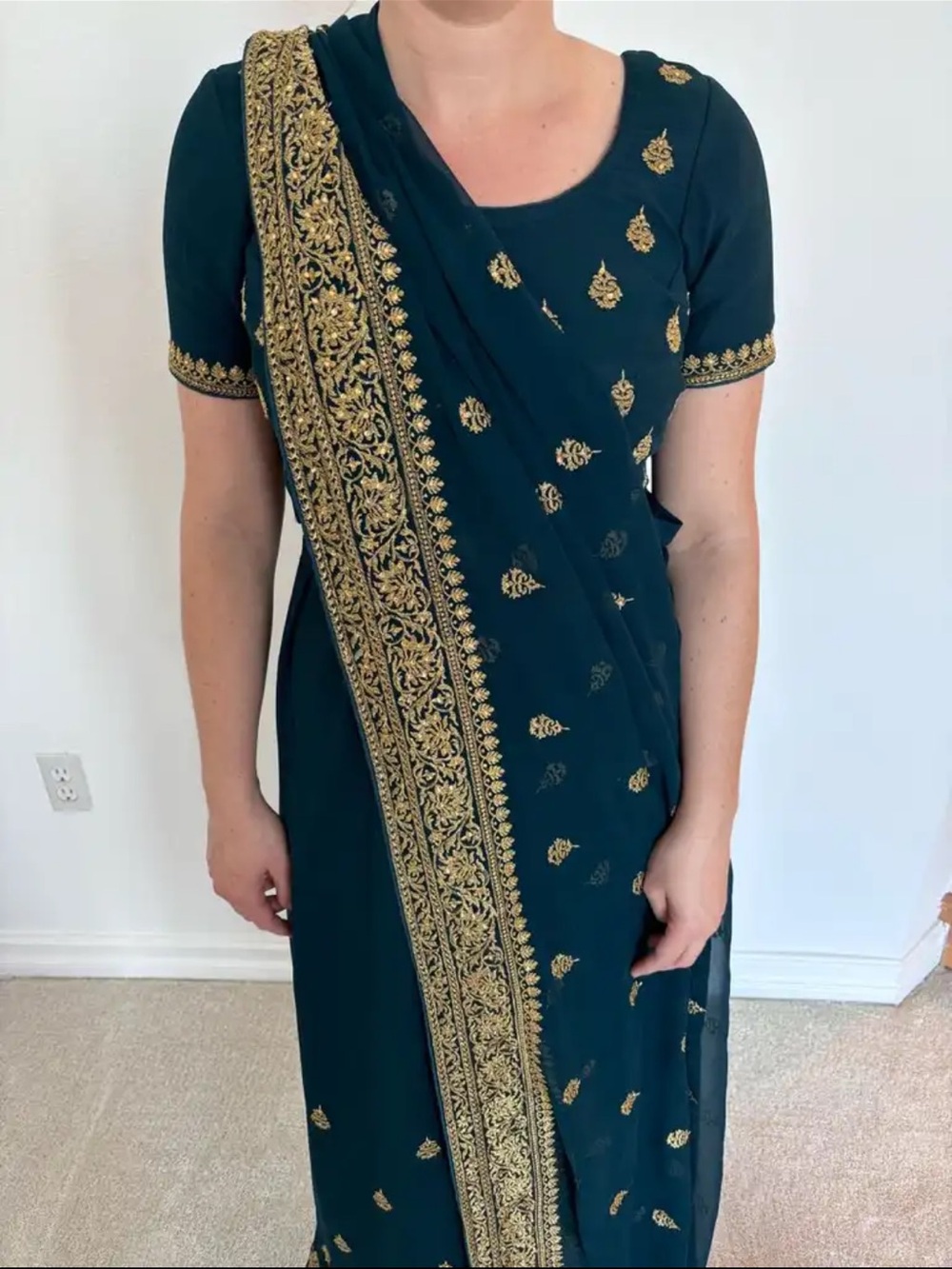 Teal Embroidered Women’s Skirt with Matching Dupatta
